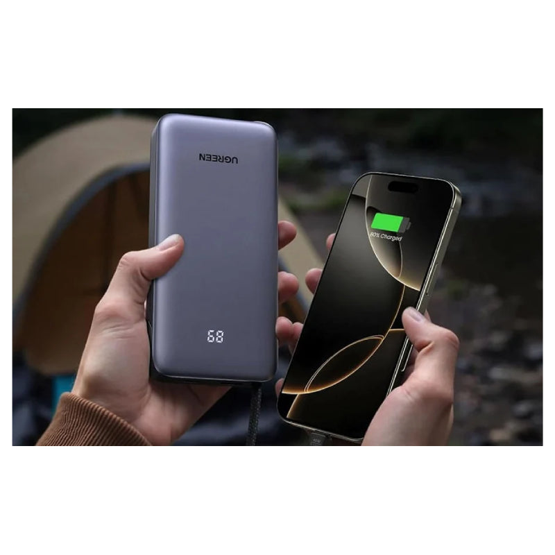 UGREEN Nexode Power Bank Built-in USB-C Cable - 20000mAh / 45W / USB-C / USB-A / Black