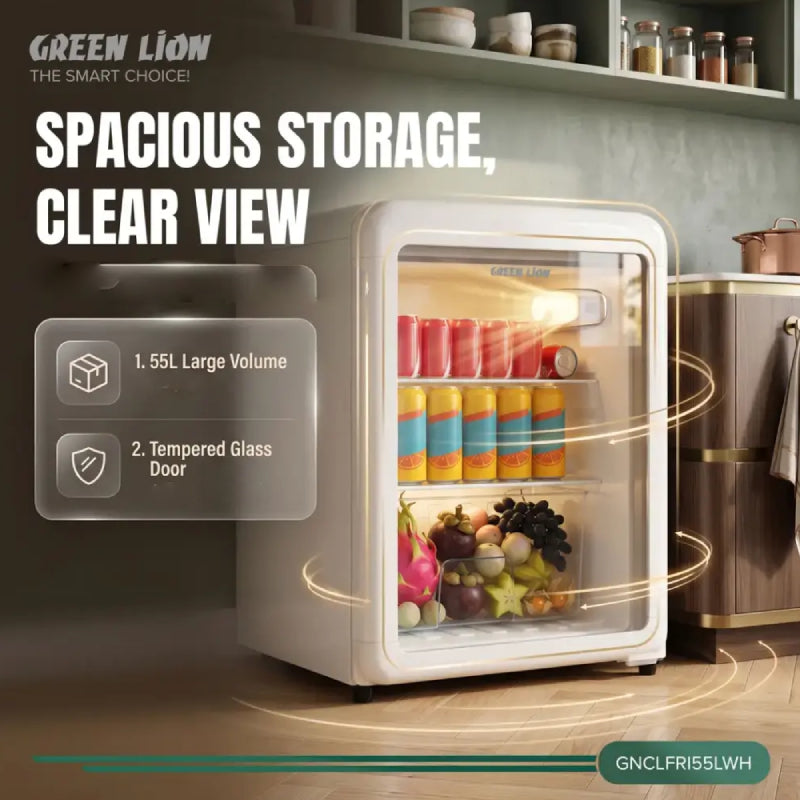 Green Lion Classic Mini Fridge - 55L / 80W / White