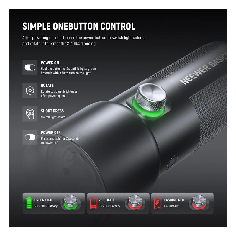 NEEWER BASICS FL10 Portable Photography Flashlight - 10W / 7500mAh