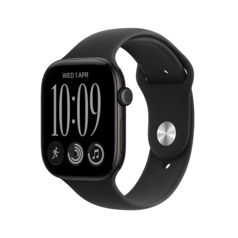Apple Watch Series 12 - LTPO OLED / 64GB / 46mm / Bluetooth / Wi-Fi / Small/Medium / Black Aluminium Case with Black Sport Band