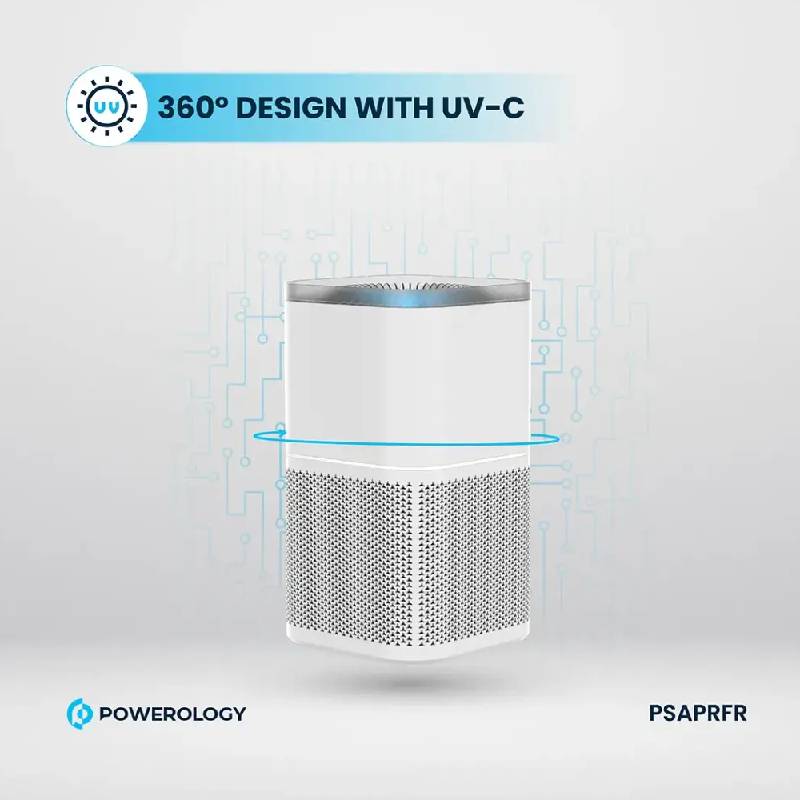 جهاز تنقية الهواء باورولوجي ذكي اير للقضاء على الروائح الكريهة والدخان - 33 واط / أبيض / أبيض