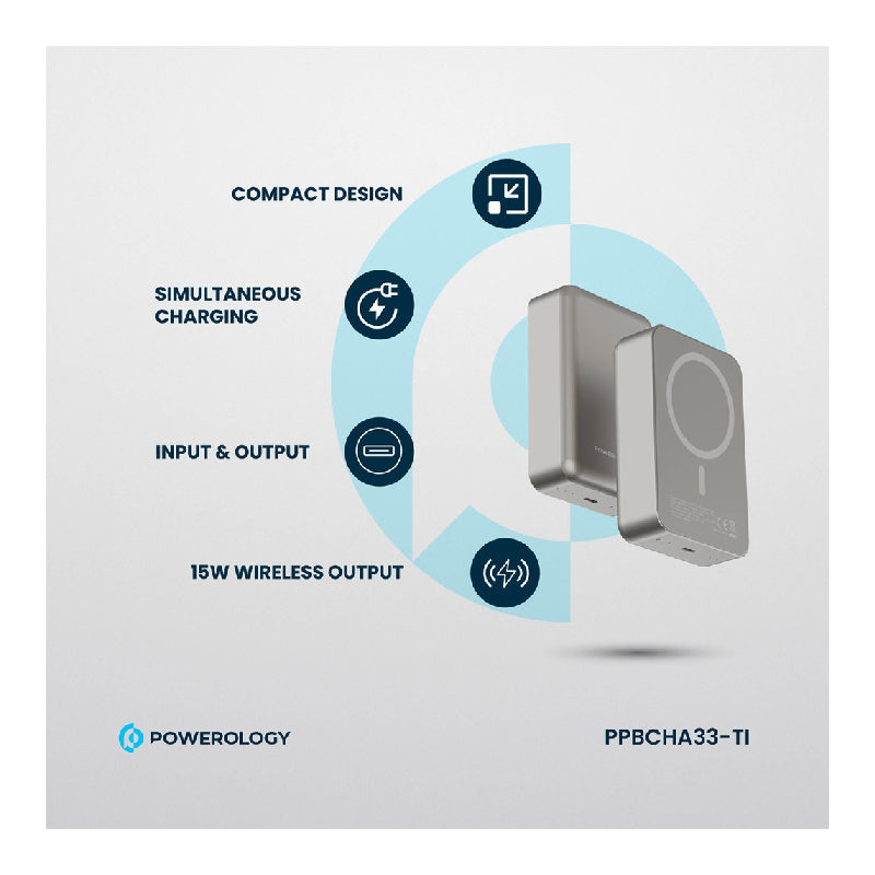 Powerology Magsafe PowerBank - 20000mAh / 15W / Titanium