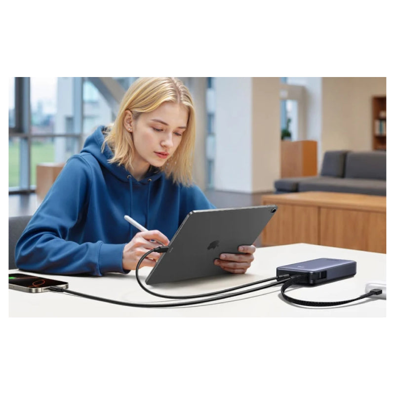 UGREEN Nexode Power Bank Built-in USB-C Cable - 20000mAh / 45W / USB-C / USB-A / Black