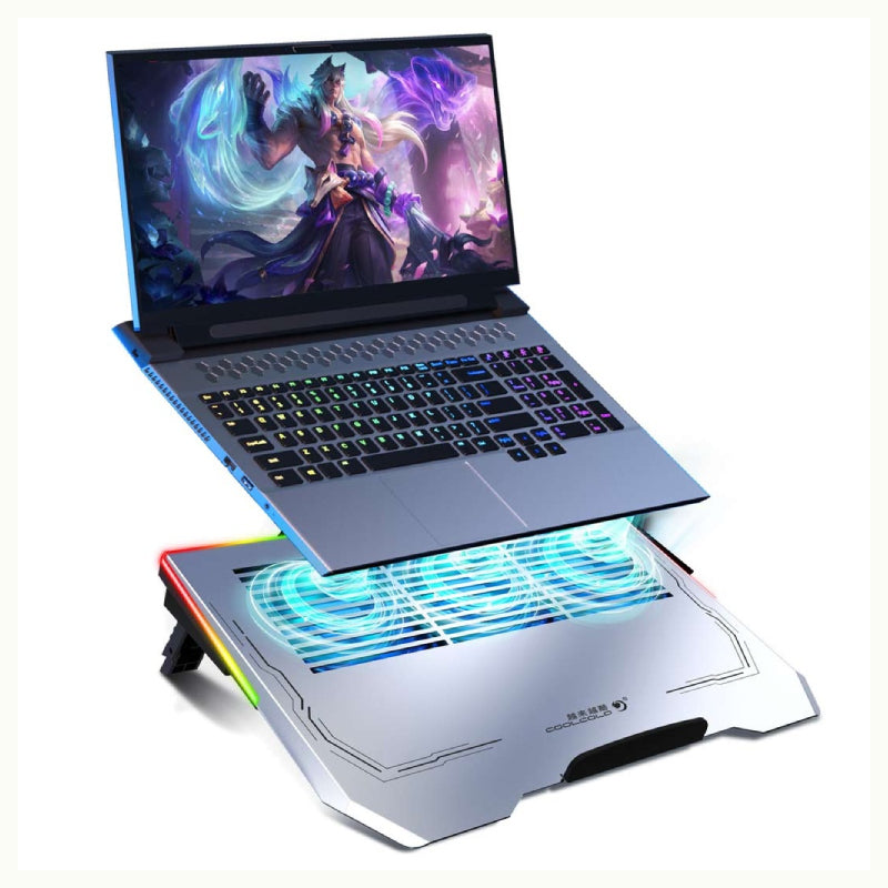 Porodo Gaming Al RGB Laptop Cooling Fan - Silver