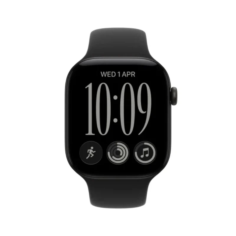 Apple Watch Series 12 - LTPO OLED / 64GB / 42mm / Bluetooth / Wi-Fi / Small/Medium / Black Aluminium Case with Black Sport Band