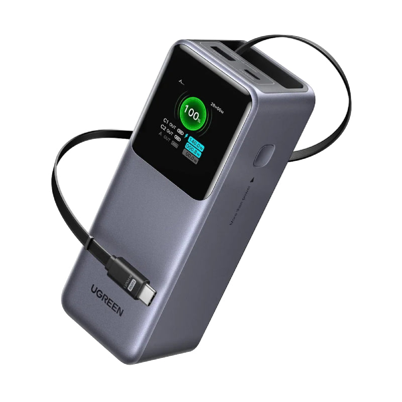 UGREEN Nexode Power Bank Retractable USB-C Cable - 20000mAh / 165W / USB-C / USB-A