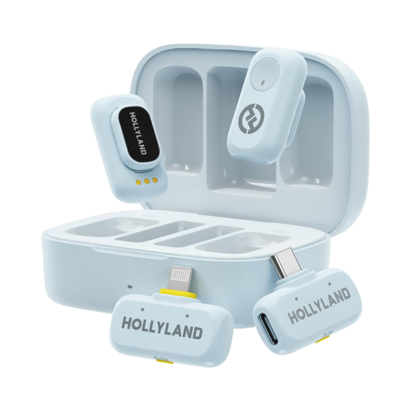 HOLLYLAND LARK A1 Combo 2-Person Wireless Microphone System - USB-C / Lightning / Sky Blue