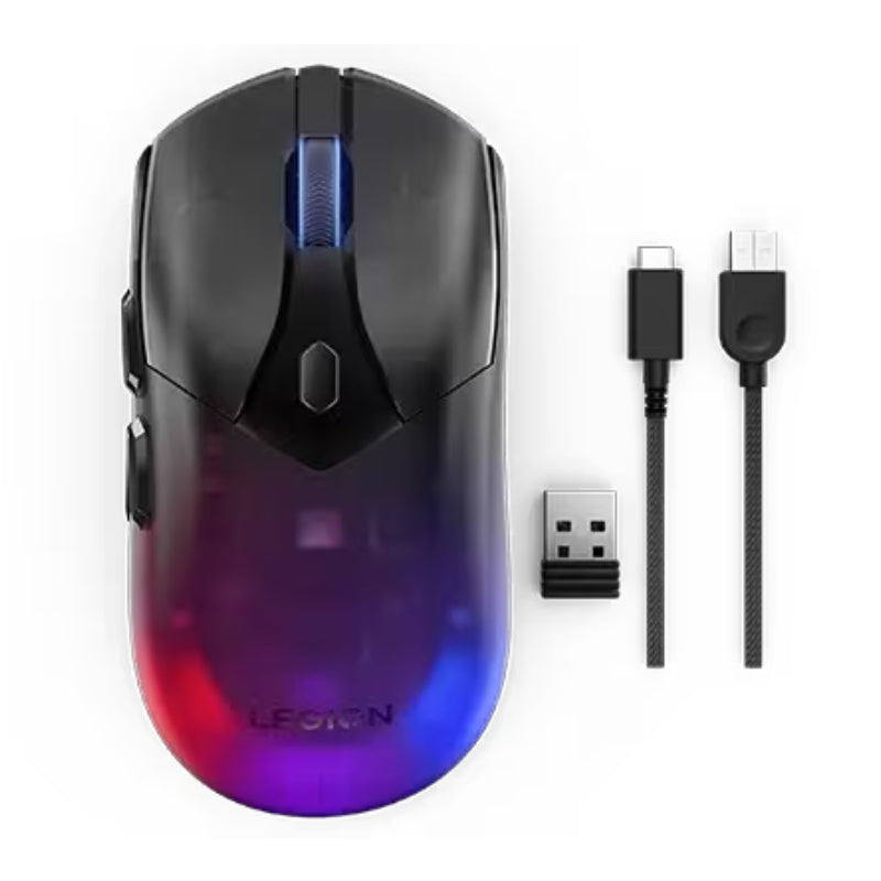 Lenovo Legion M410 Wireless RGB Gaming Mouse - 2.4G / 800dpi / Wireless Receiver / Transparent Black - Mouse