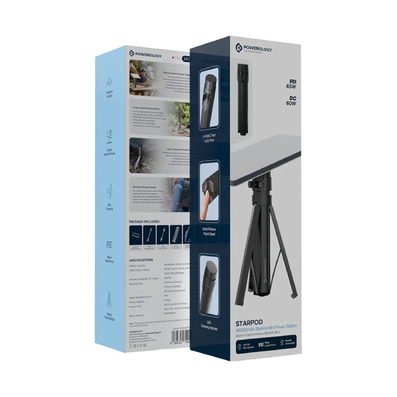 Powerology StarPod Mini Power Station Starlink Compatible - 45000mAh / USB-C / Gray