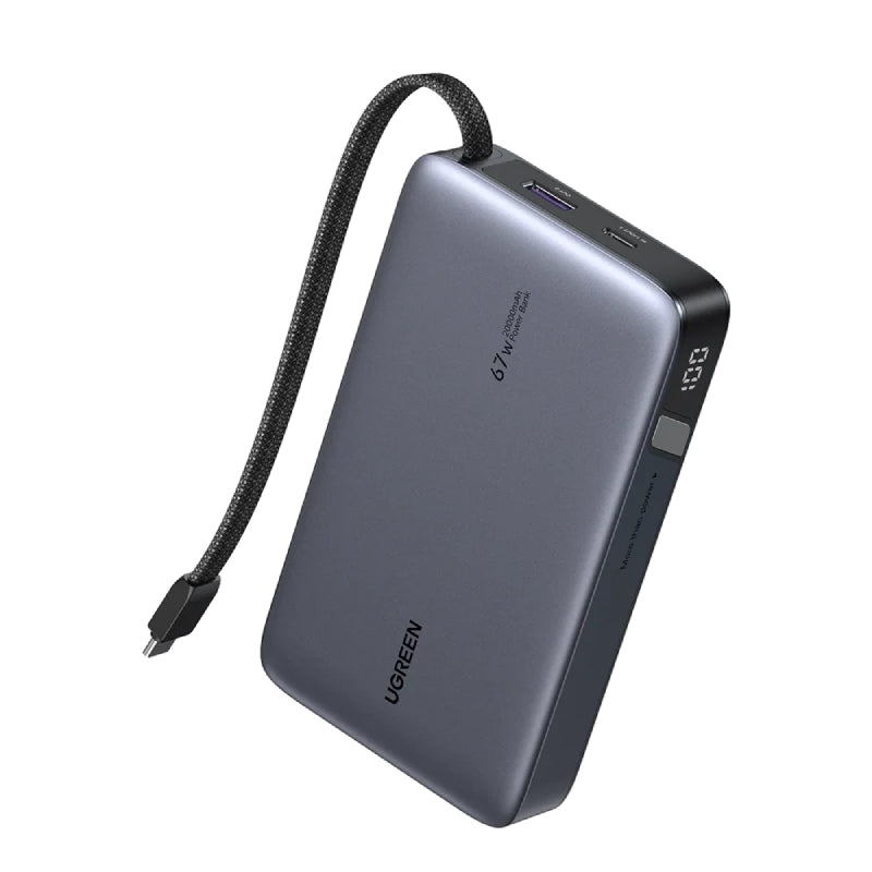 UGREEN Nexode Power Bank with Built-in USB-C Cable - 20000mAh / 67W / USB-C / USB-A