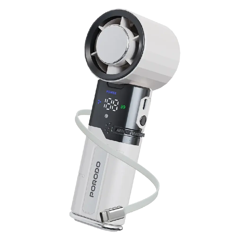 Porodo Lifestyle Chillo Plus Rechargeable Ice Cooling Fan - White