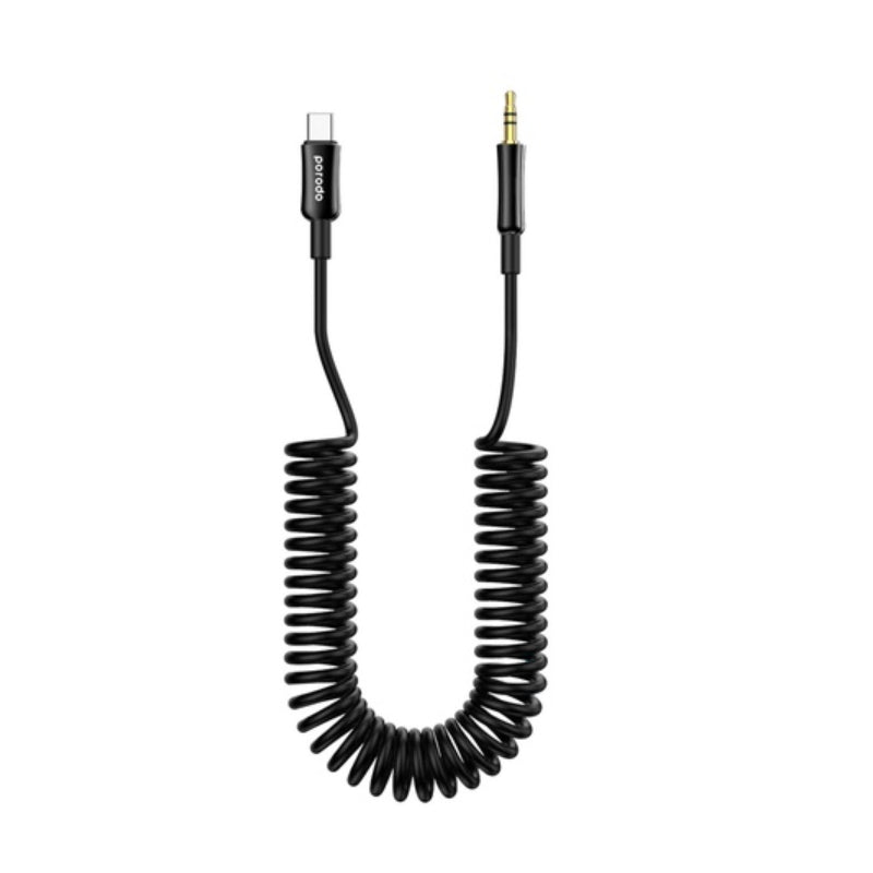 Porodo Type C to AUX Coil Cable - 1.2 Meter / Black