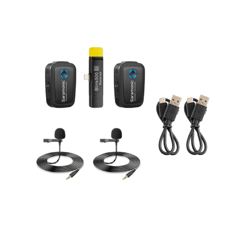 Saramonic BLINK 500 B4 2-Person Wireless Clip-On Mic System With Lavalier & Lightning Receiver For iPhone & iPad - Black