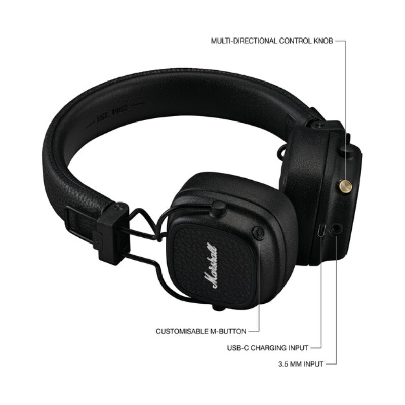 Marshall Major V Wireless Headphones - Black