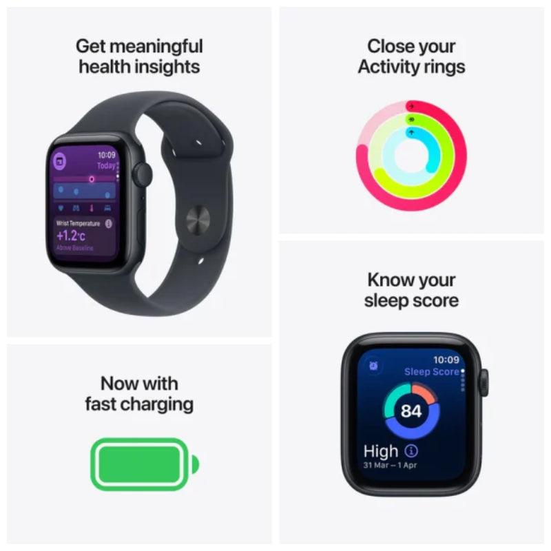 Apple Watch Series SE 3 - OLED / 64GB / 40mm / Bluetooth / Wi-Fi / Medium/Large / Midnight Aluminium Case With Midnight