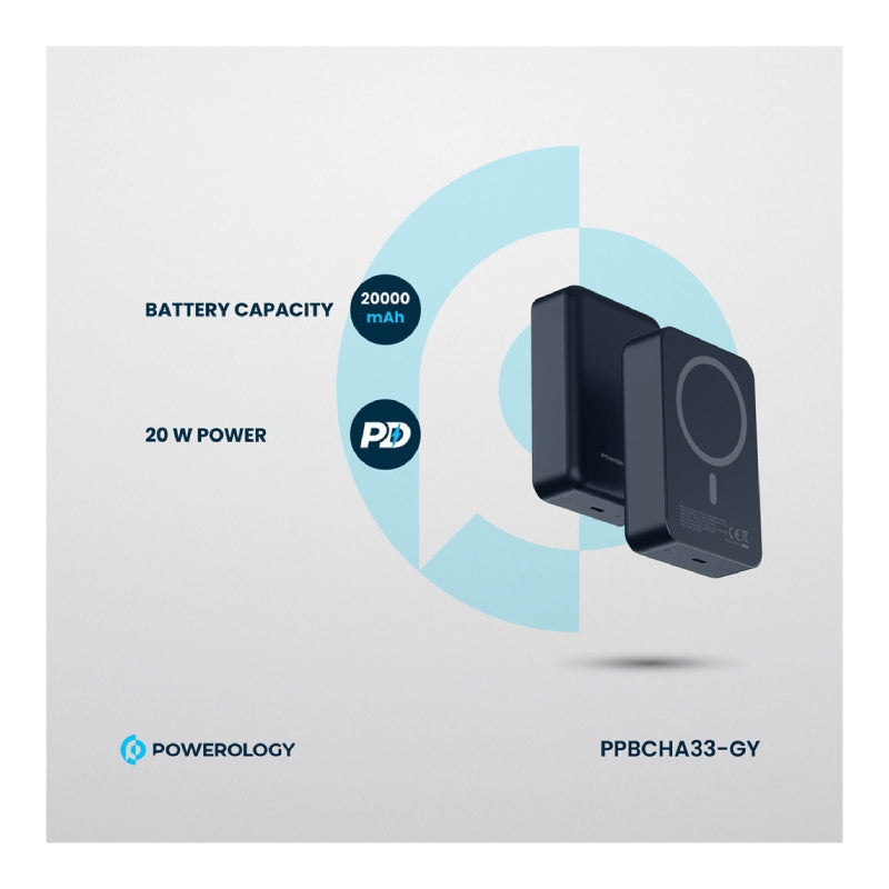 Powerology Magsafe PowerBank - 20000mAh / 15W / Dark Grey