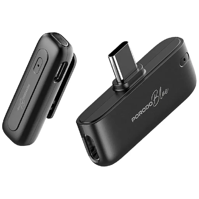 Porodo Blue Clip Mic Pro Wireless Microphone - Black