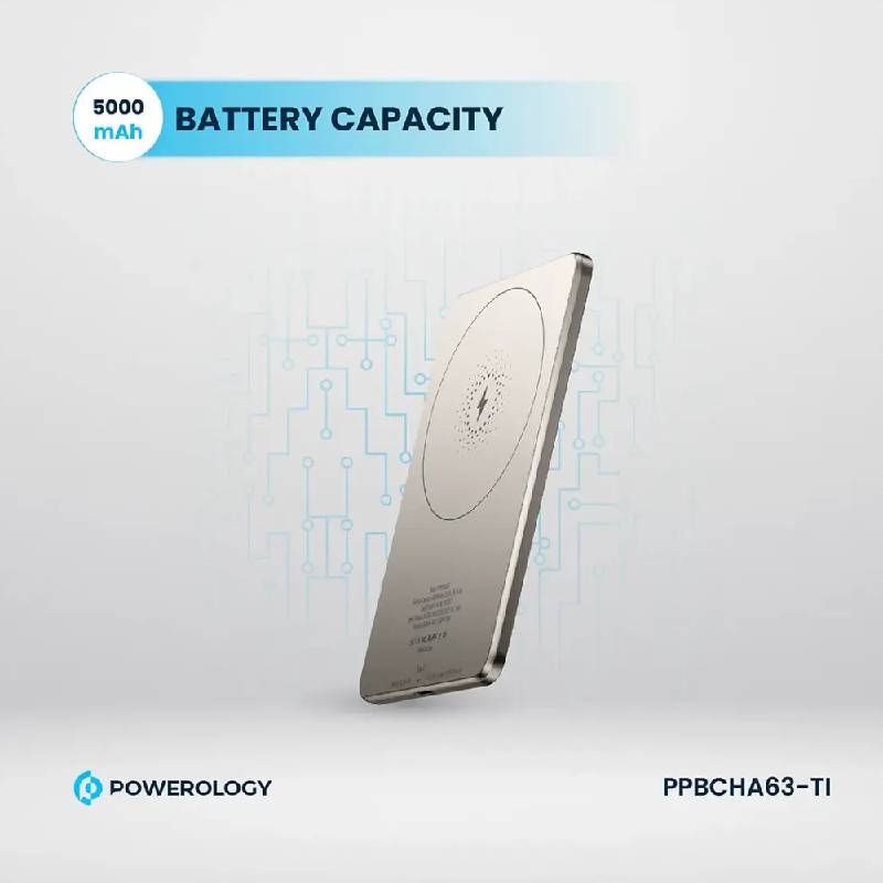 Powerology Ultra-Thin MagSafe Power Bank - 5000mAh / Type-C / Titanium