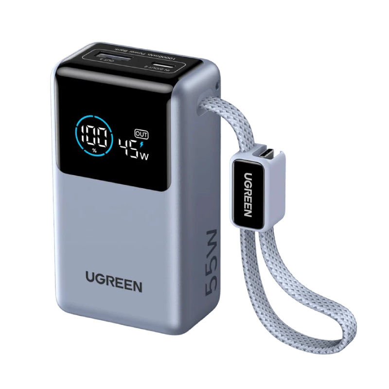 UGREEN Nexode Power Bank with Built-in USB-C Cable - 10000mAh / 55W / USB-C / USB-A