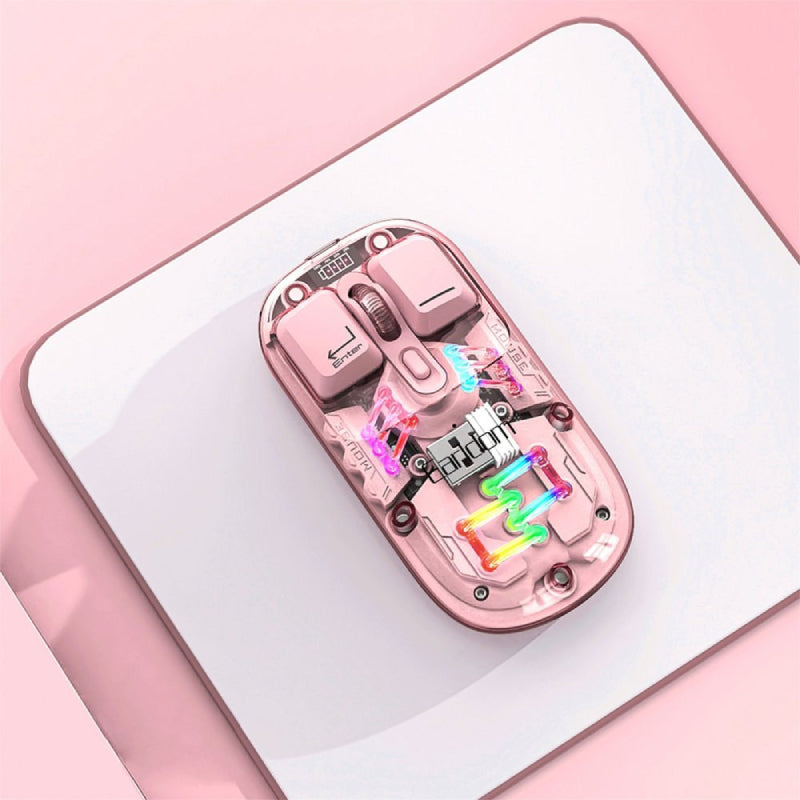 Earldom KM16 Transparent RGB Wireless Office Mouse - 1600dpi / Pink