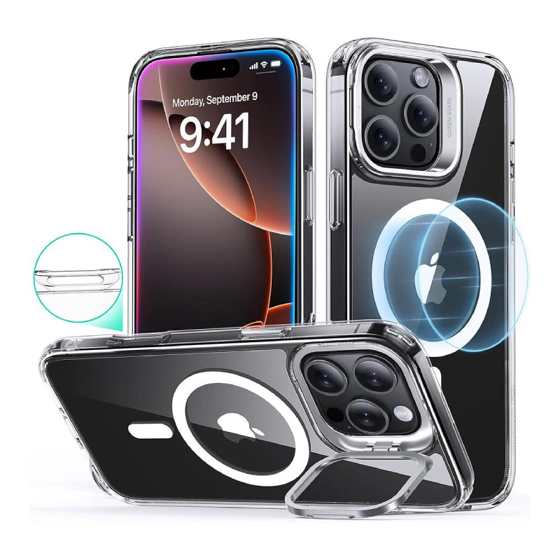 ESR Classic Hybrid Case with Stash Stand (HaloLock) Apple iPhone 16 Pro Max / Clear Accessories > Mobiles & Tablets >