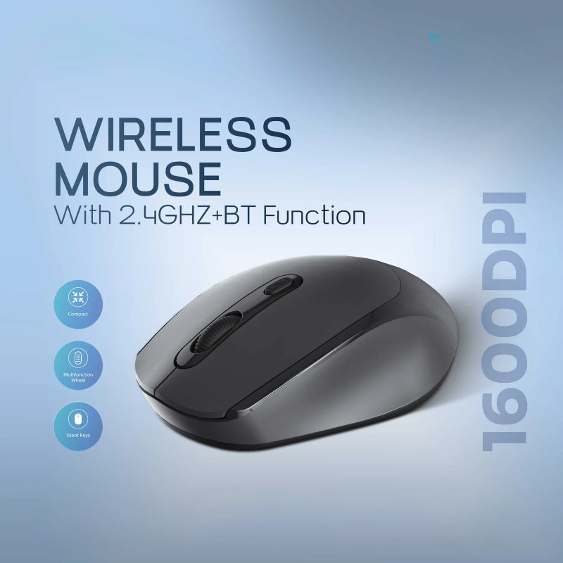ماوس  لاسلكي ماوس  1600 نقطة في البوصة  بلوتوث  2.4 جيجاهرتز / أسود