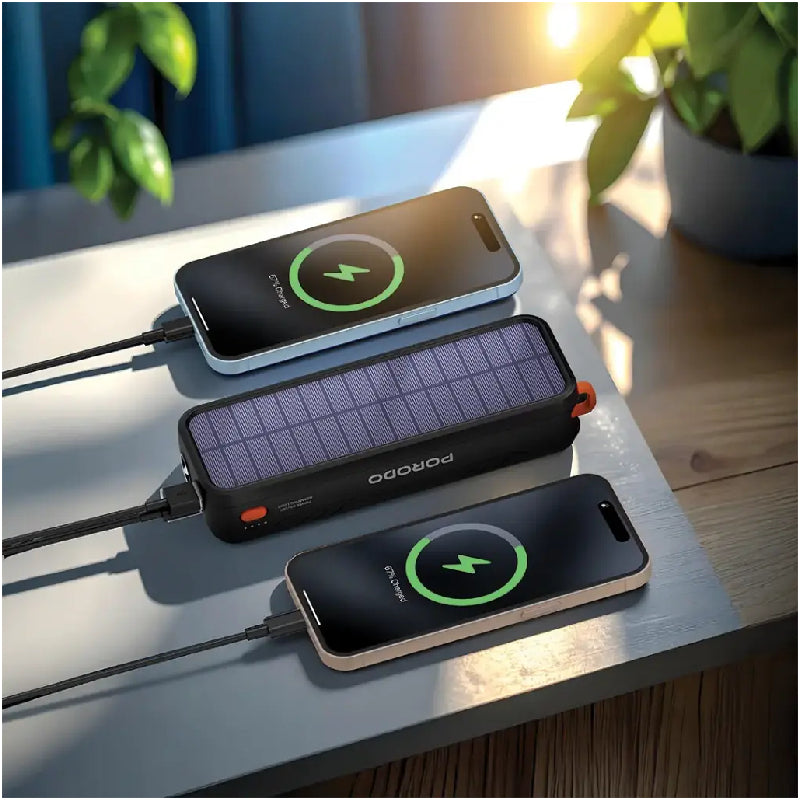 Porodo Solar Power Bank 20000 mAh - Black