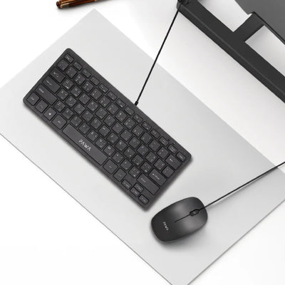 Pawa Mini Desktop Wired Slim Keyboard & Mouse - 1200 DPI / USB / Black