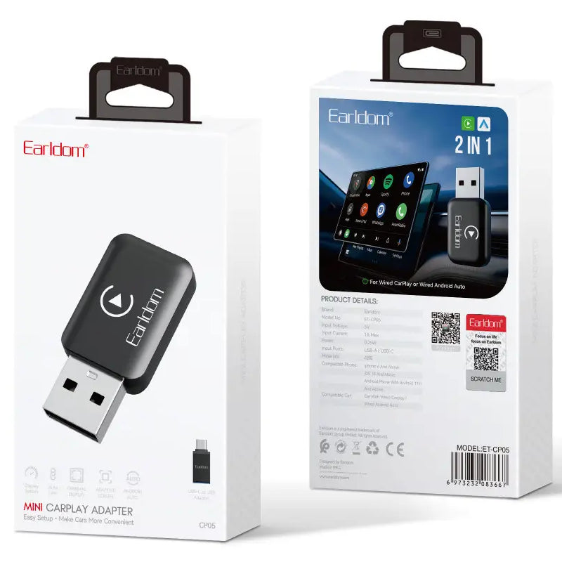 Earldom ET-CP05 Wired CarPlay Adapter - Black
