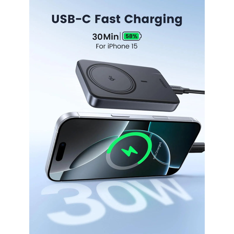 UGREEN Magnetic Wireless Power Bank - 10000mAh / 30W / USB-C / Space Gray