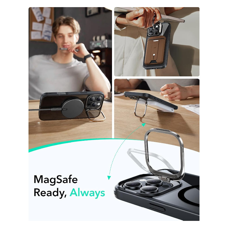 ESR Classic Hybrid Case with Stash Stand (HaloLock) Apple iPhone 16 Pro Max / Clear/Black Accessories > Mobiles &