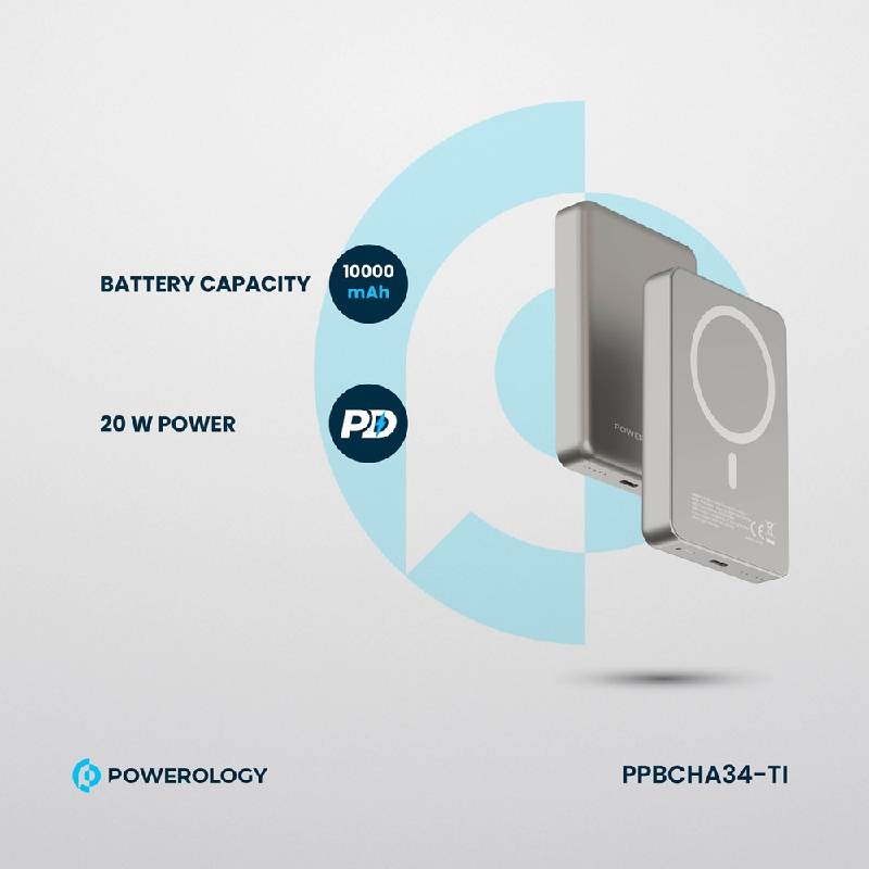 Powerology MagSafe Power Bank - 10000mAh / 20W PD / Titanium