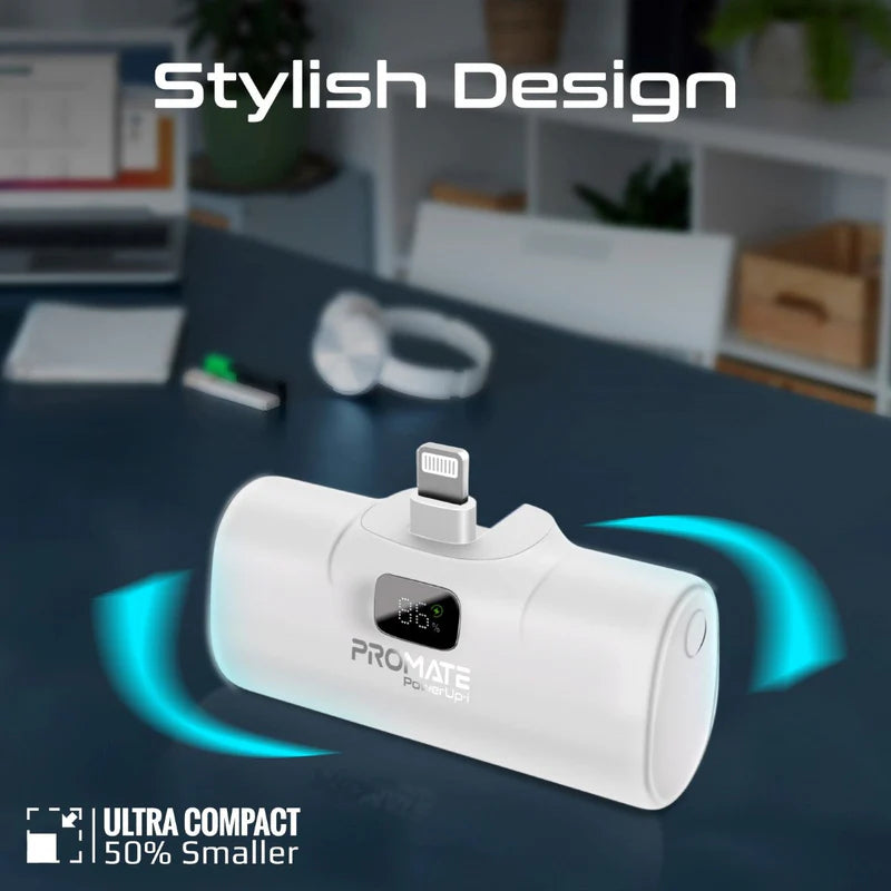 PROMATE PowerUp-i Ultra-Compact Power Bank - 20W / Lightning / White