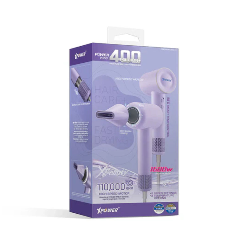 Xpower Power Wind Hair Dryer - 1600W / Purple