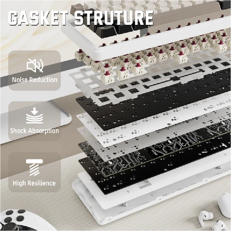 ATTACK SHARK X66 Tri-Mode Wireless Mechanical Gaming Keyboard With Side Printed PBT Keycaps - Cheese White