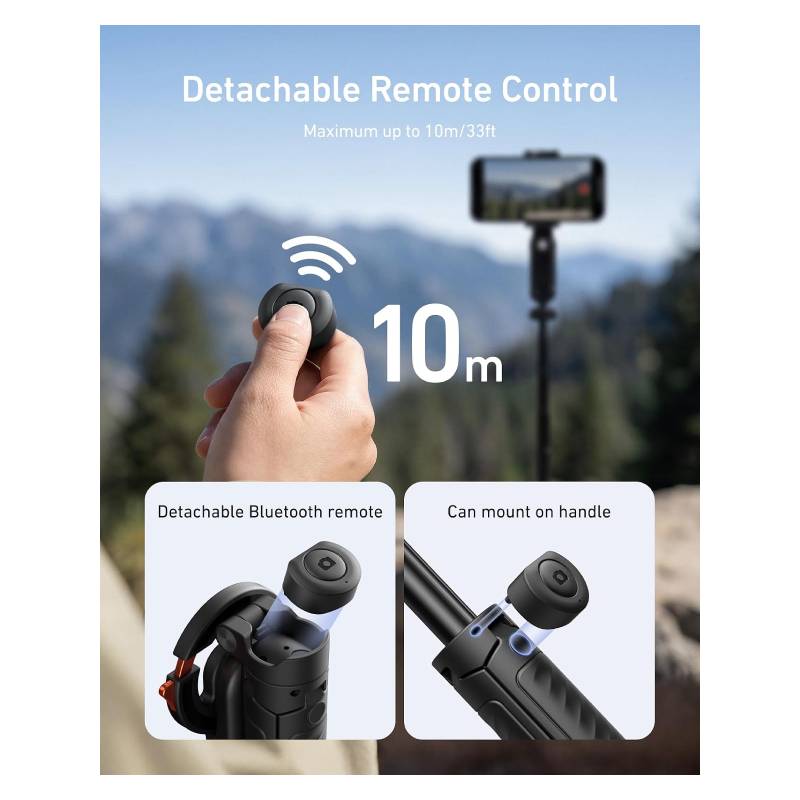 TELESIN Magnetic Mini Selfie Stick Tripod - Black