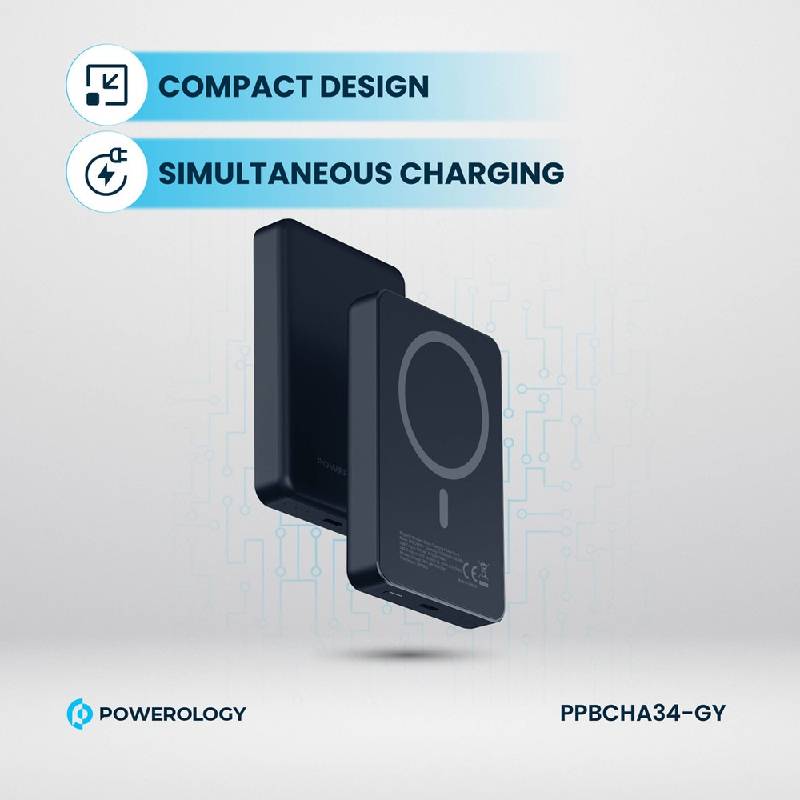 Powerology MagSafe Power Bank - 10000mAh / 20W PD / Dark Grey