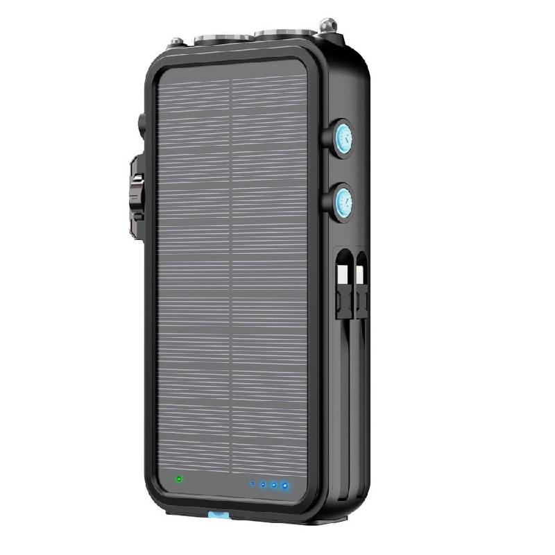 Powerology Solar Power Bank with FM Radio Speaker and Lights - 16000mAh / Black