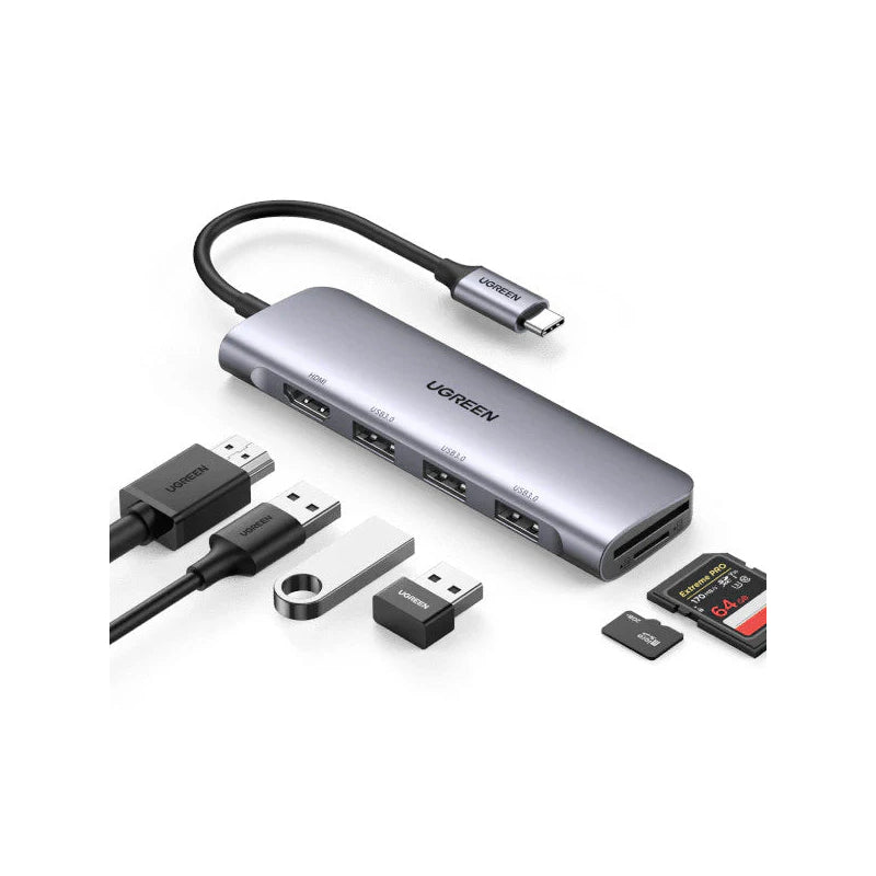 UGREEN Adapter HUB CM511 USB-C to HDMI, 3x USB-A 3.0, SD/TF
