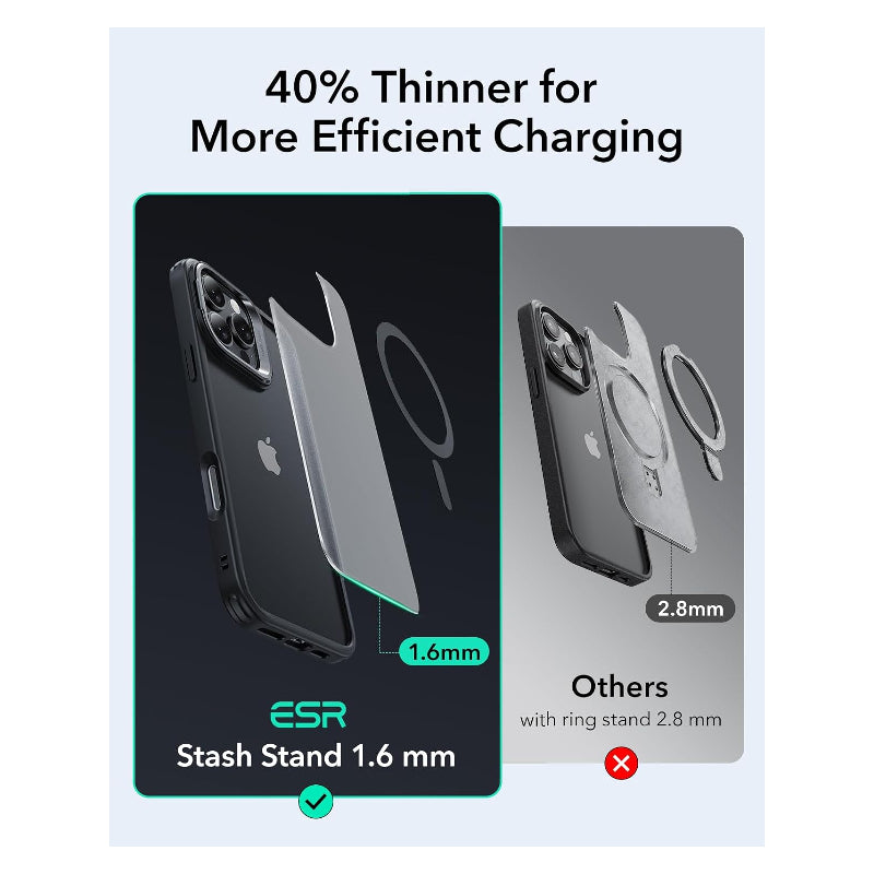 هايبرد  ESR كلاسيك هايبرد حافظة مع  حامل  مخبأ (هالو لوك) ابل ايفون 16 برو ماكس / أسود اكسسوارات > هواتف  و