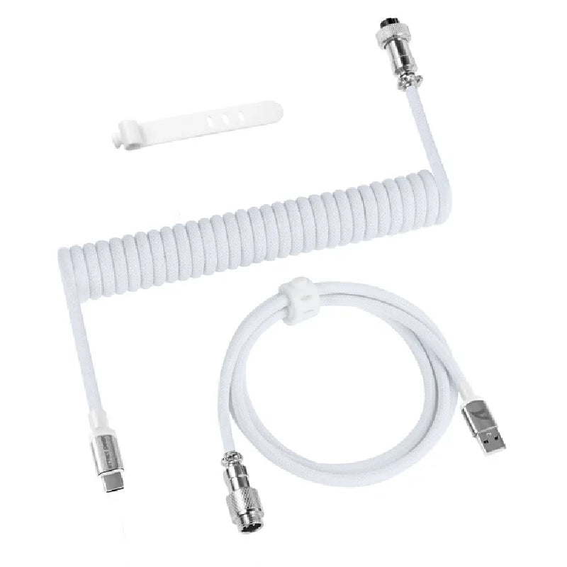 ATTACK SHARK C01 PRO Double Sleeved Type-C Coiled Cable - White
