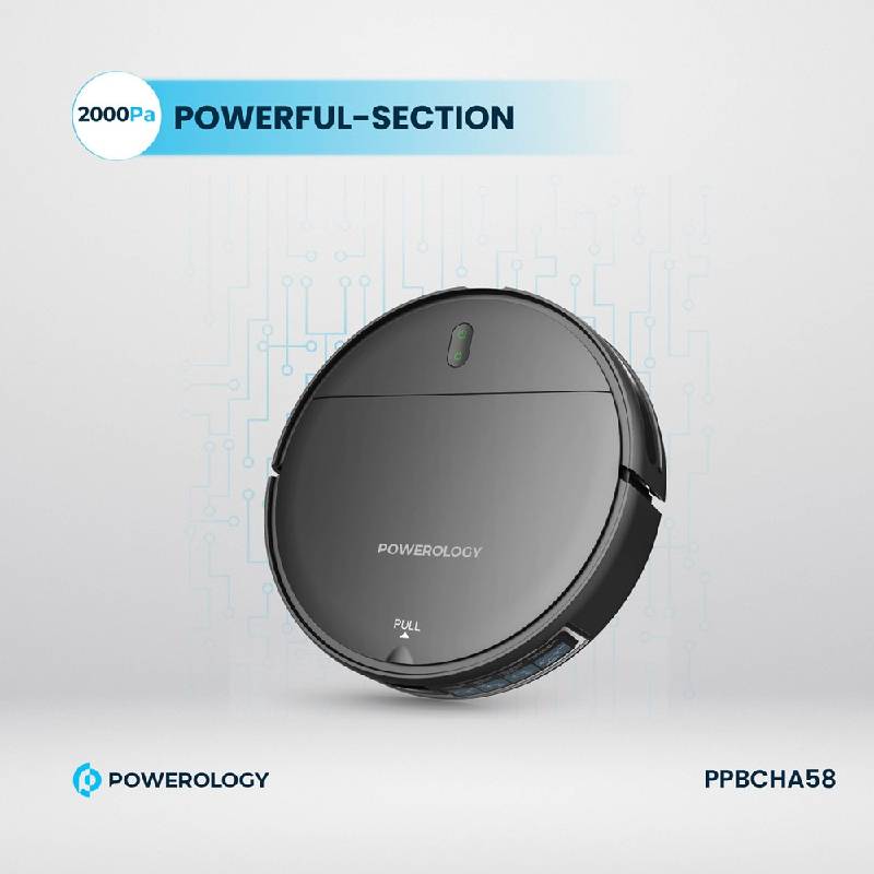 Powerology Smart Robovac Vacuum & Mop - Black