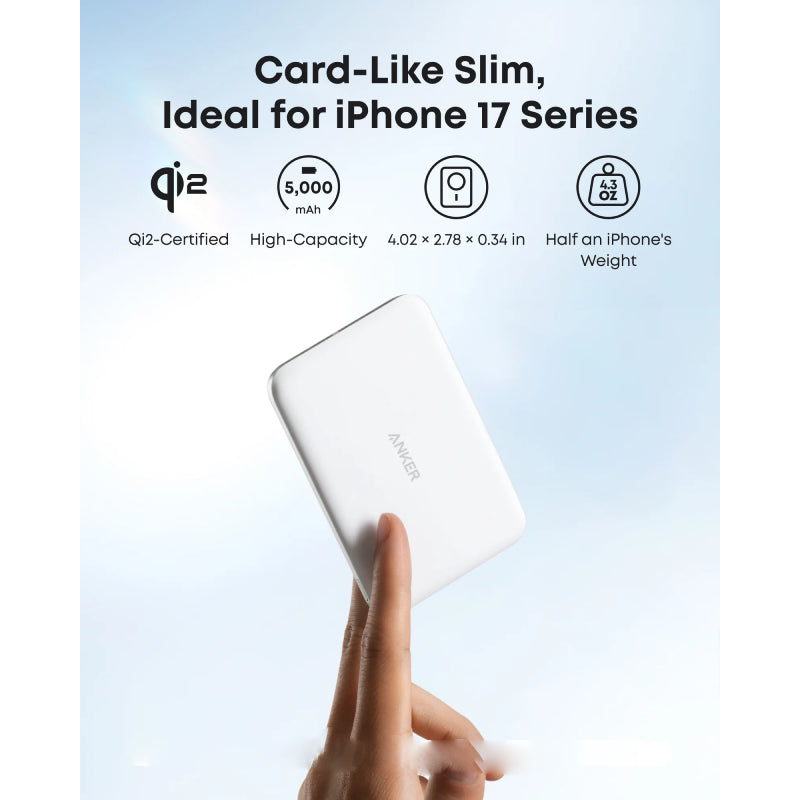 Anker MagGo Slim Nano Power Bank - 5,000mAh / USB-C / White