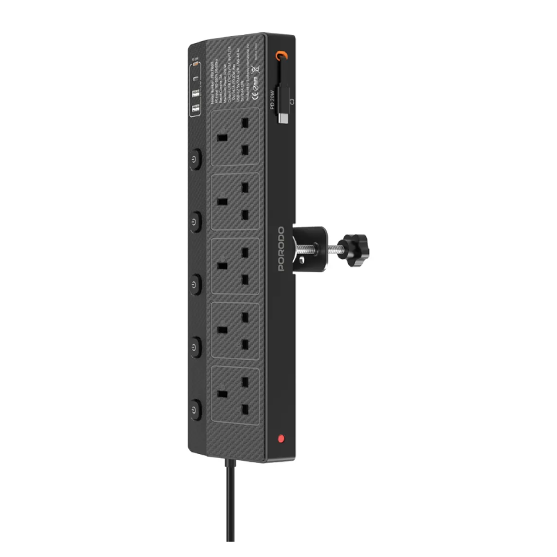 Porodo Voltguard Multi-Port Power Socket - 20W / 0.8 Meter / Black