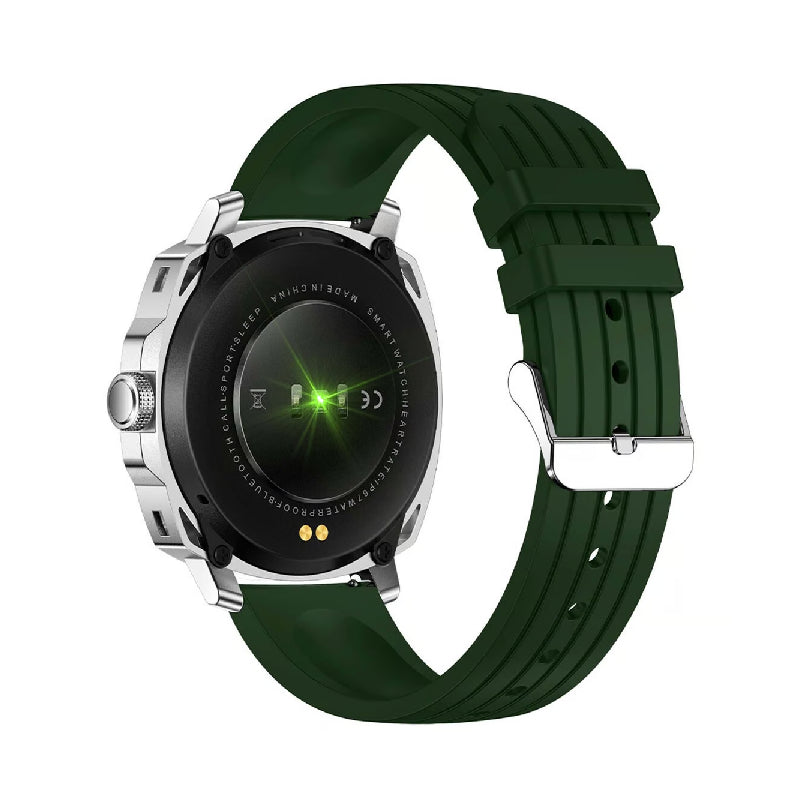 Swiss Military Dom 4 Silver Frame Green Silicon Strap - Smart Watch