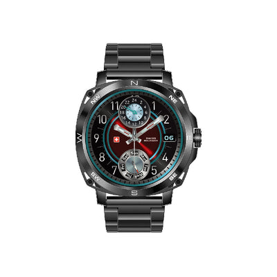 Swiss Military Dom 4 Gun Metal Steel Strap - Black / Smart Watch Smart Watches