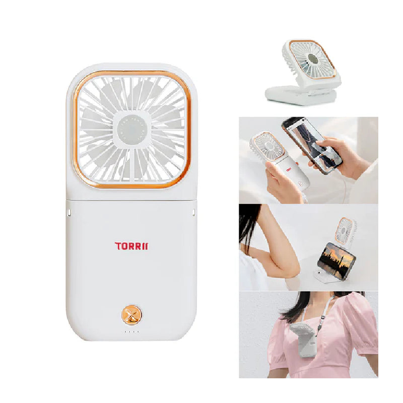 Torrii Cool Foldable Neck Fan with Powerbank - 3000mAh / White