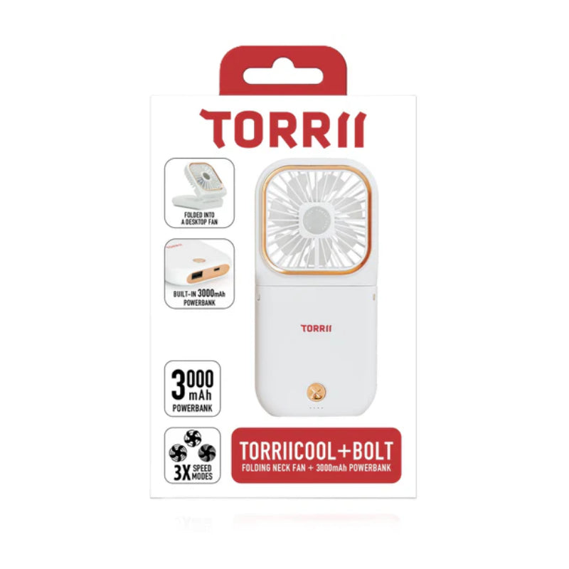 Torrii Cool Foldable Neck Fan with Powerbank - 3000mAh / White