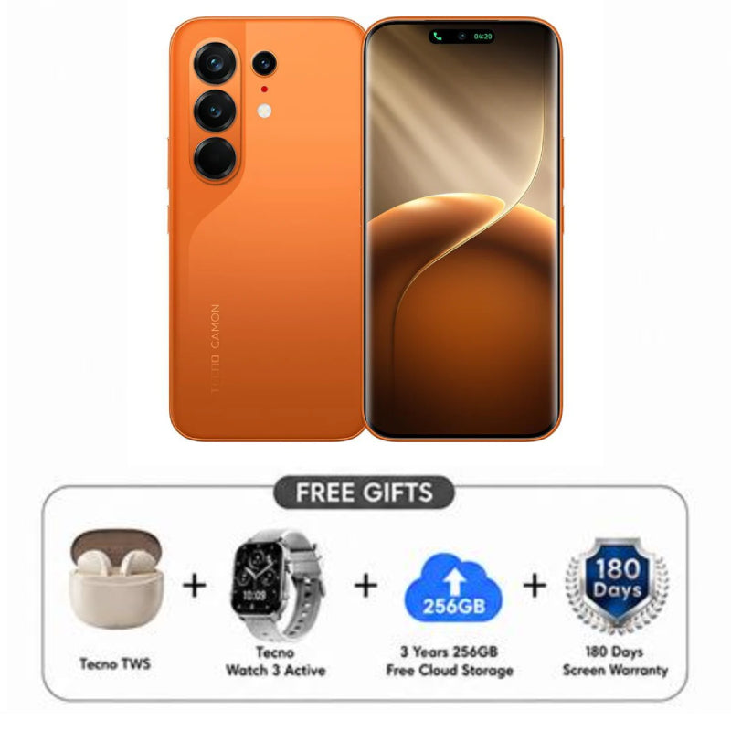 Pre-Order Tecno Camon 50 Ultra - 12GB / 256GB / 6.78" Curved AMOLED / 5G / Luminous Orange - Mobile