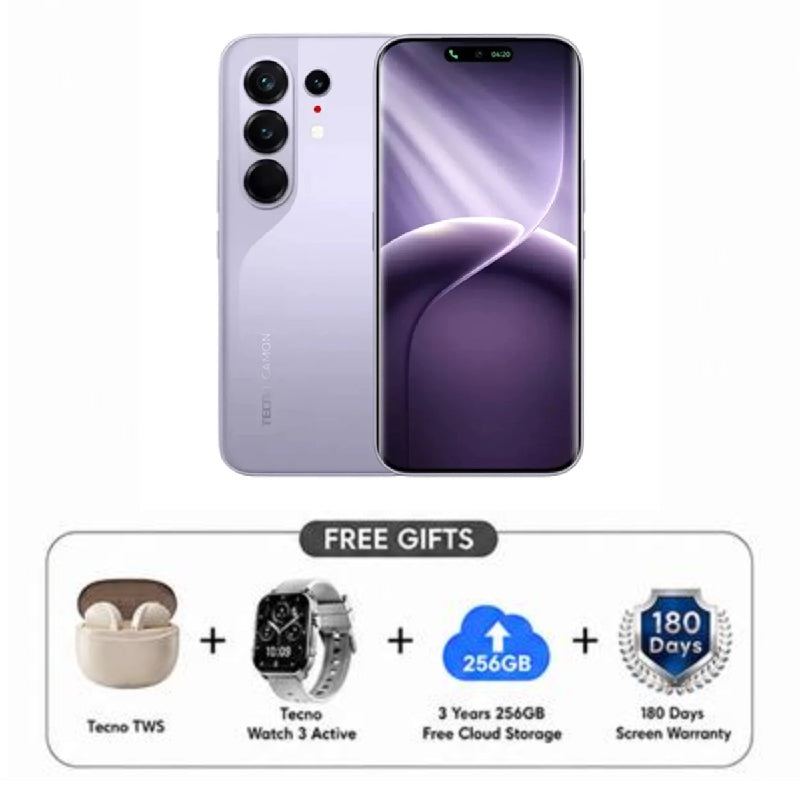 Pre-Order Tecno Camon 50 Ultra - 12GB / 256GB / 6.78" Curved AMOLED / 5G / Misty Purple - Mobile